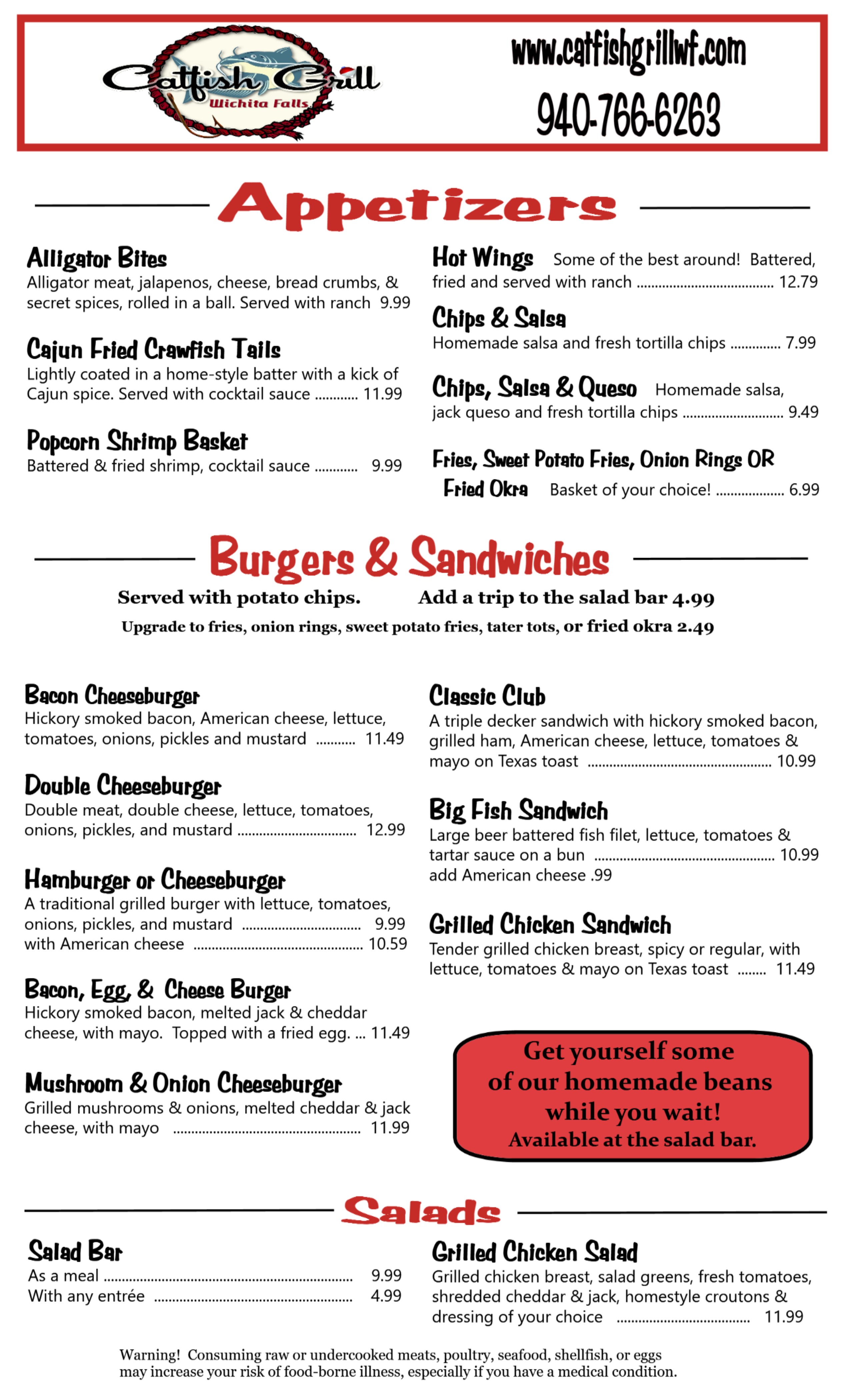 Catfish Grill Menu Wichita Falls, TX